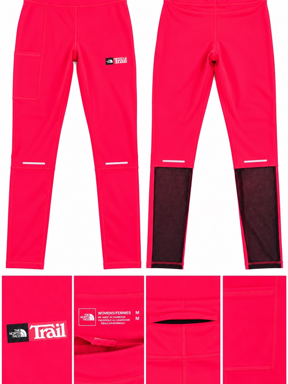 The North Face Trail Running Leggings Hot Pink/Coral Mesh Pocket Women’s M